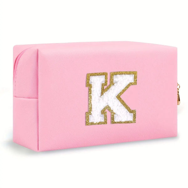 Preppy Chenille Letter Makeup Bag