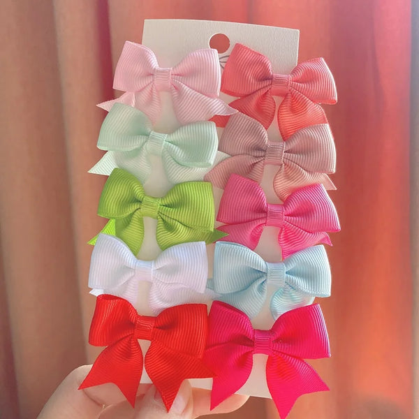 Cute Solid Ribbon Bow Hair Clips