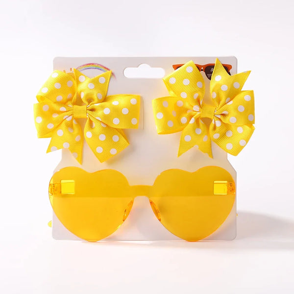 3Pcs Kids Hair Clips & Sunglasses Set