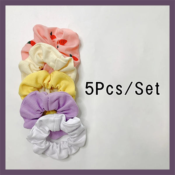 5Pcs Satin Elastic Hair Scrunchies