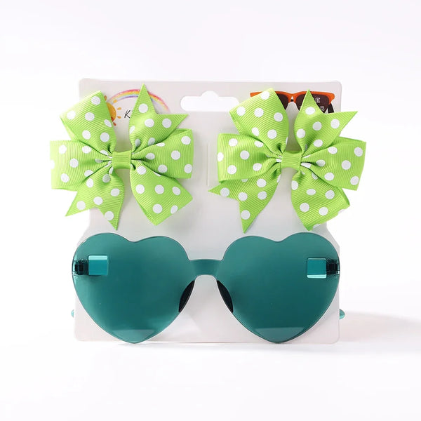 3Pcs Kids Hair Clips & Sunglasses Set