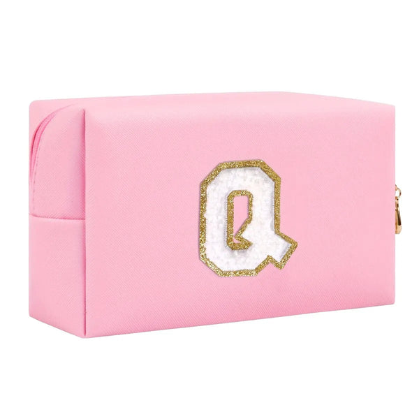 Preppy Chenille Letter Makeup Bag