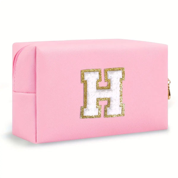 Preppy Chenille Letter Makeup Bag