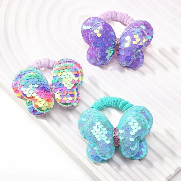 2Pcs Flower Bow Kids Hair Ties