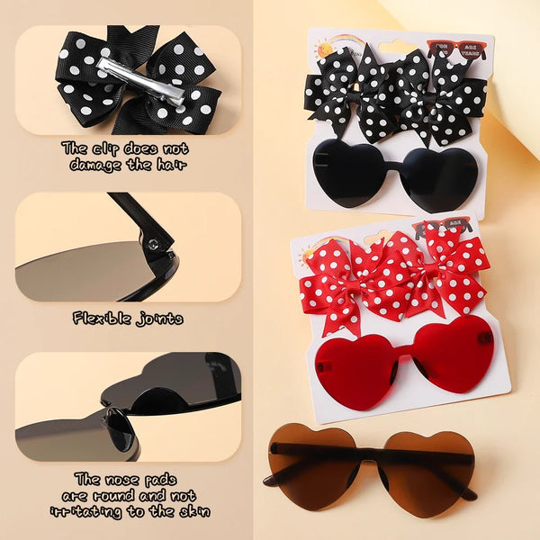 3Pcs Kids Hair Clips & Sunglasses Set