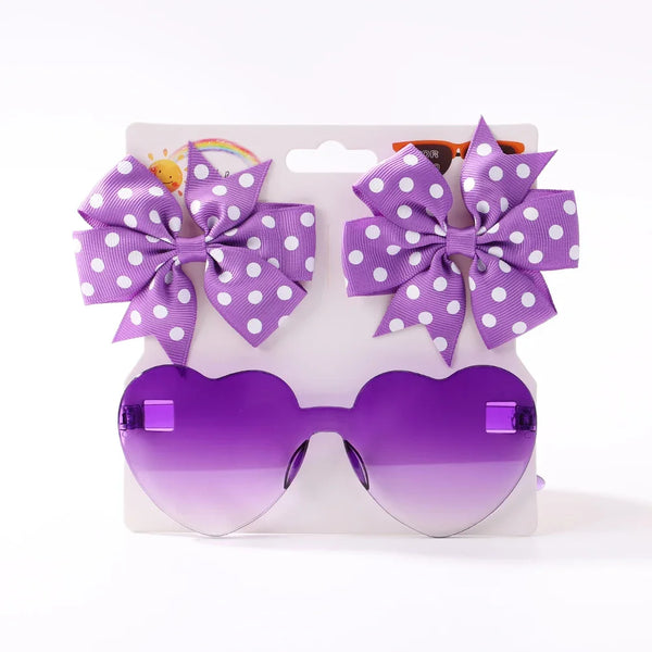 3Pcs Kids Hair Clips & Sunglasses Set