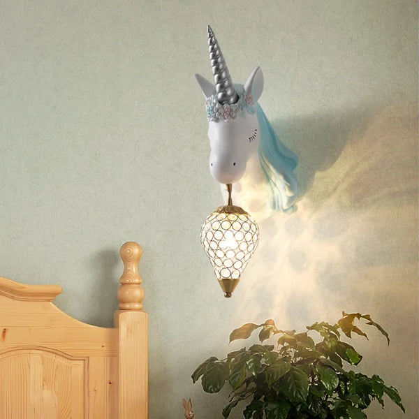 Nordic Crystal Unicorn Wall Lamp