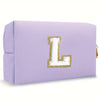Purple Embroidered Letter Makeup Bag