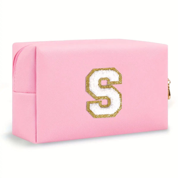 Preppy Chenille Letter Makeup Bag