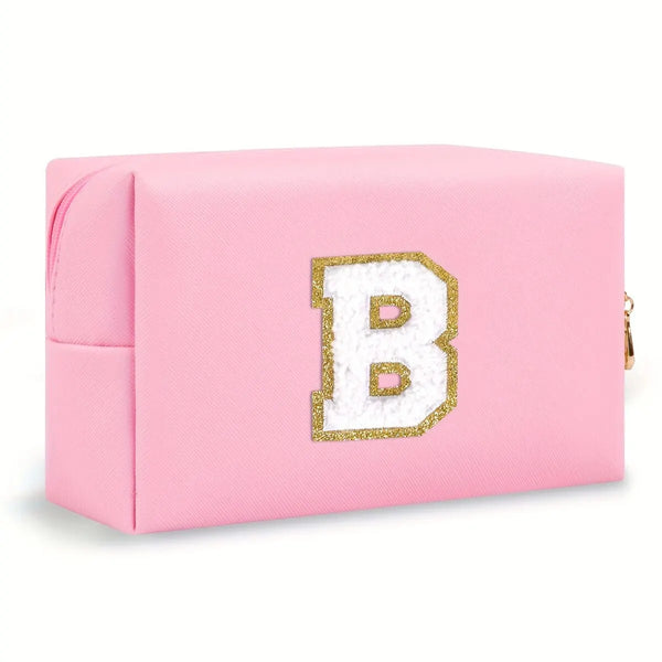 Preppy Chenille Letter Makeup Bag