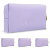 Purple Embroidered Letter Makeup Bag