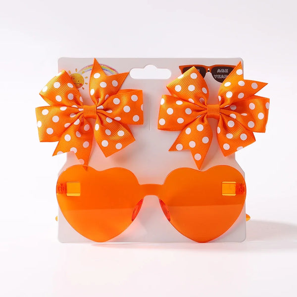 3Pcs Kids Hair Clips & Sunglasses Set