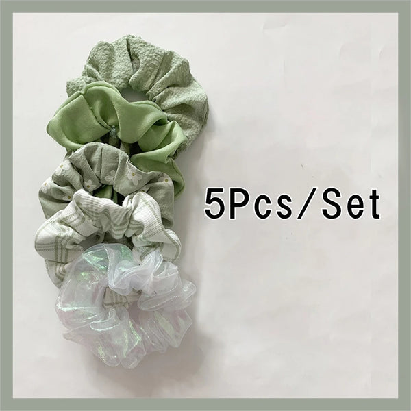 5Pcs Satin Elastic Hair Scrunchies