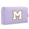 Purple Embroidered Letter Makeup Bag