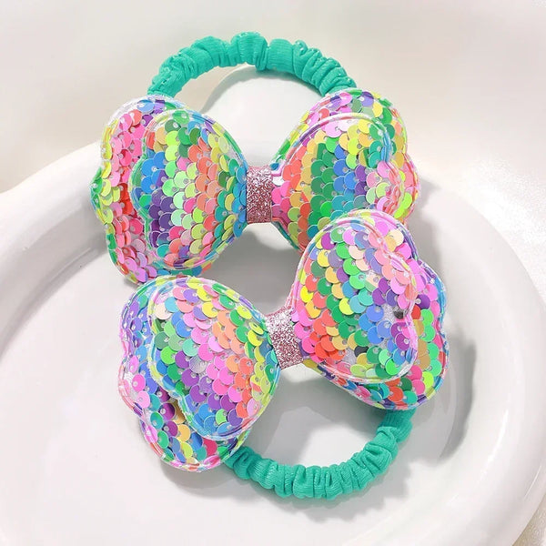 2Pcs Flower Bow Kids Hair Ties