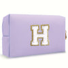 Purple Embroidered Letter Makeup Bag