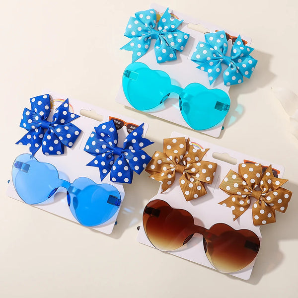 3Pcs Kids Hair Clips & Sunglasses Set