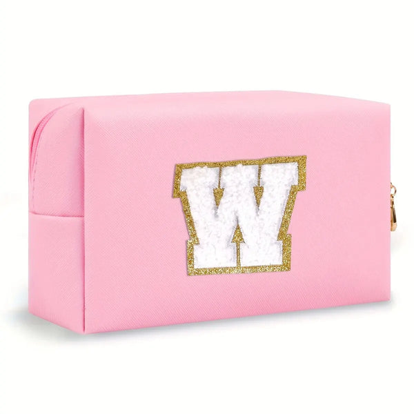 Preppy Chenille Letter Makeup Bag