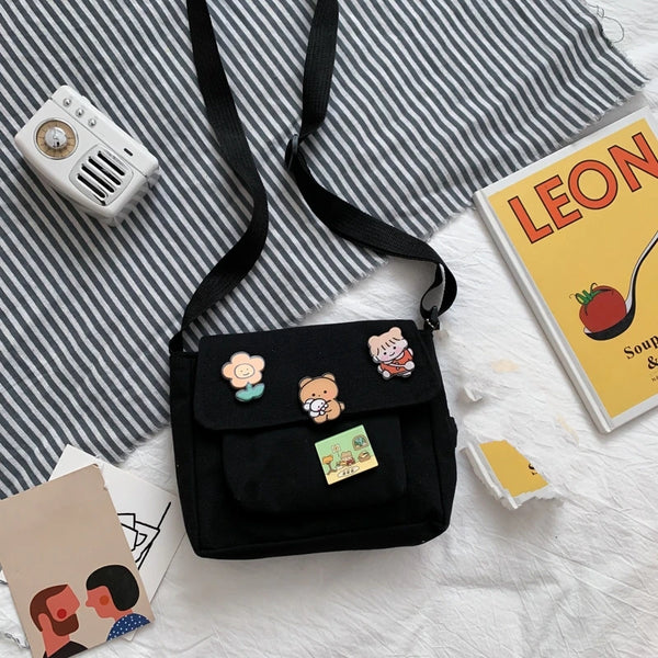 Cute Small Canvas Bag with Pendant