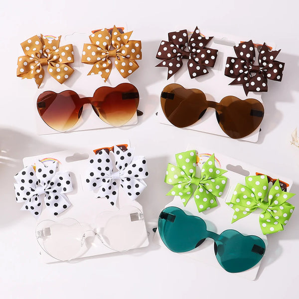 3Pcs Kids Hair Clips & Sunglasses Set