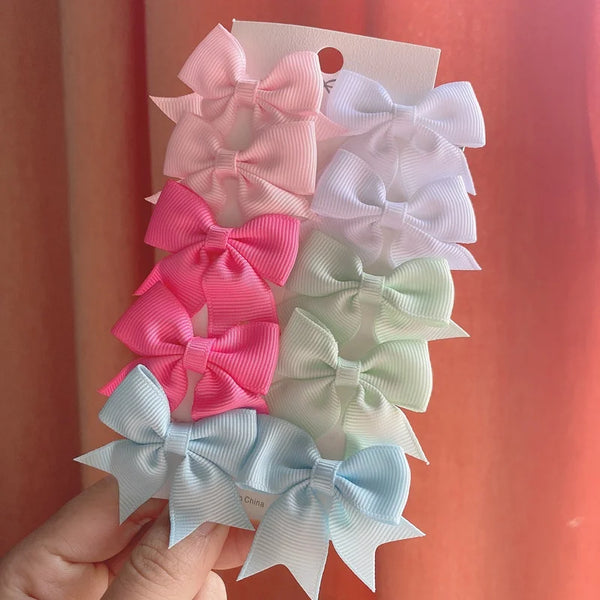 Cute Solid Ribbon Bow Hair Clips