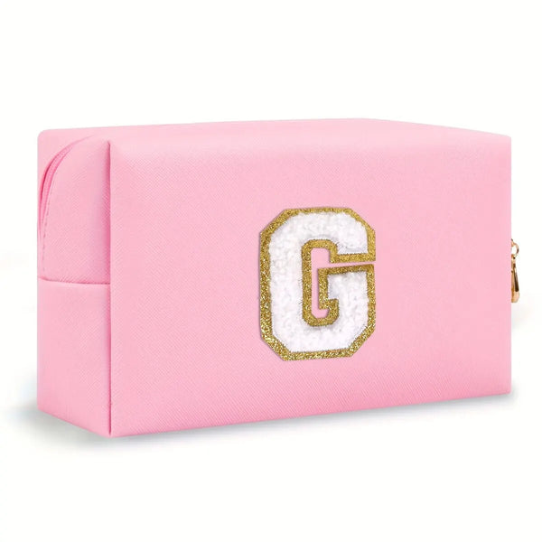 Preppy Chenille Letter Makeup Bag