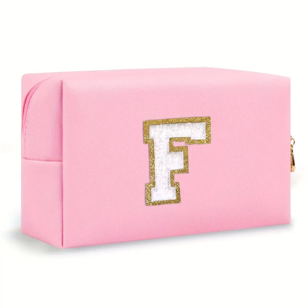 Preppy Chenille Letter Makeup Bag