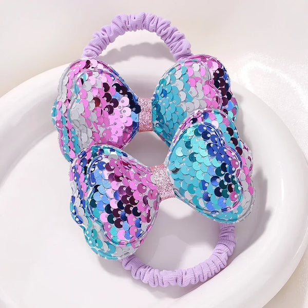 2Pcs Flower Bow Kids Hair Ties