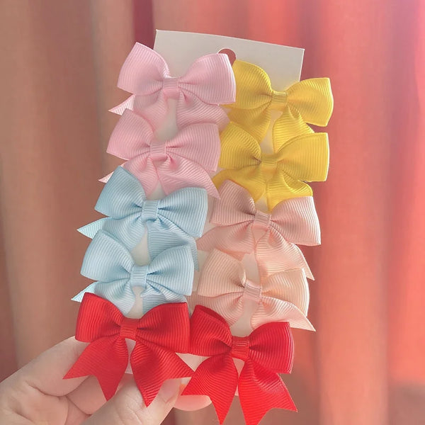 Cute Solid Ribbon Bow Hair Clips