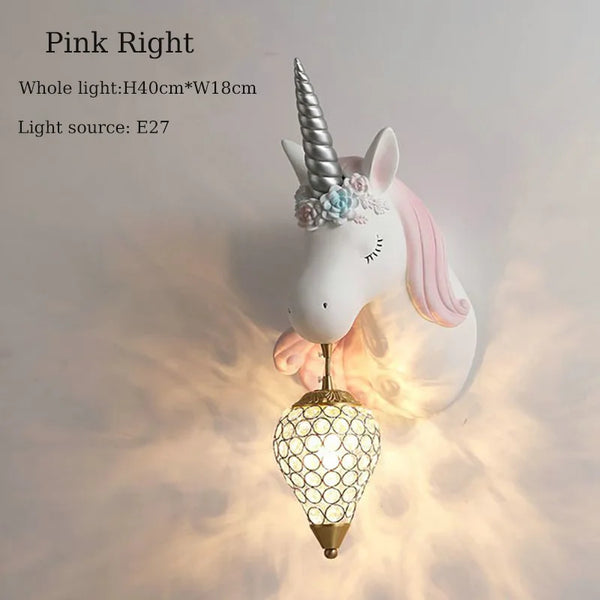 Nordic Crystal Unicorn Wall Lamp