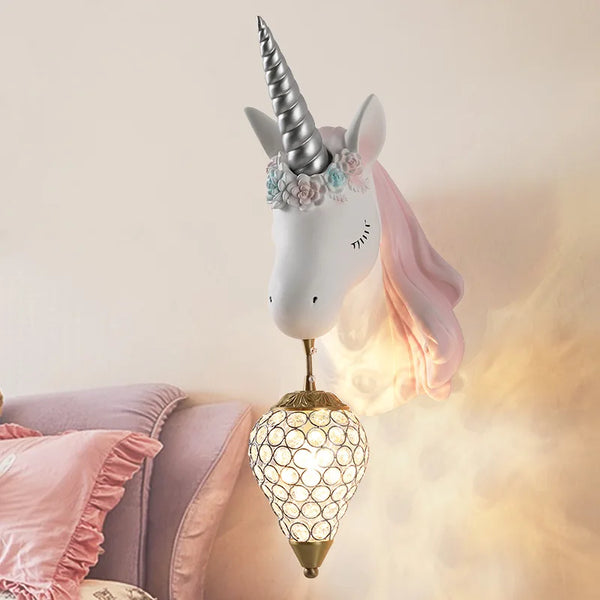 Nordic Crystal Unicorn Wall Lamp