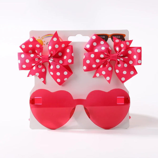 3Pcs Kids Hair Clips & Sunglasses Set