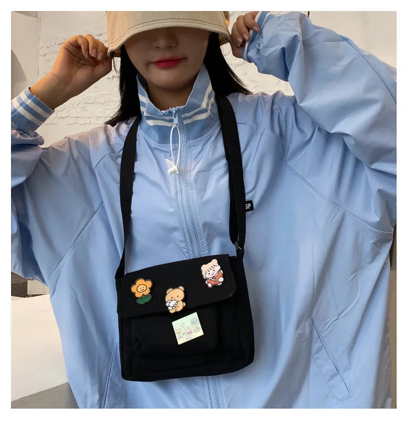 Cute Small Canvas Bag with Pendant