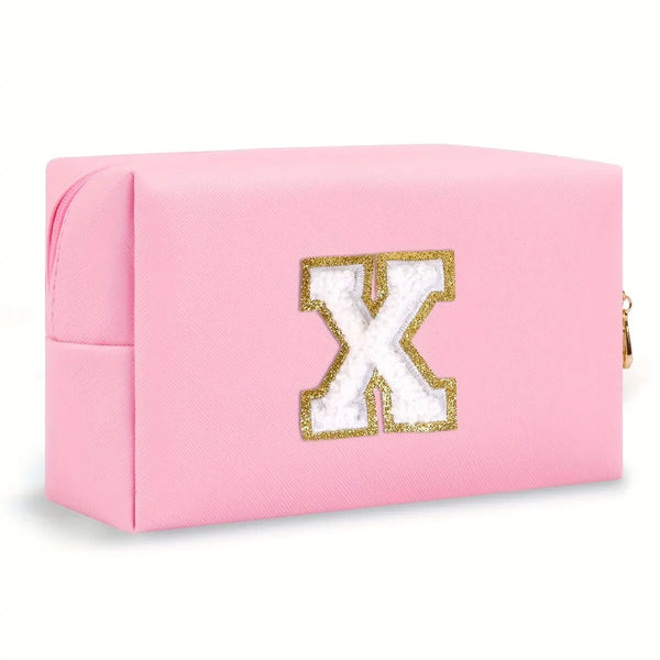 Preppy Chenille Letter Makeup Bag
