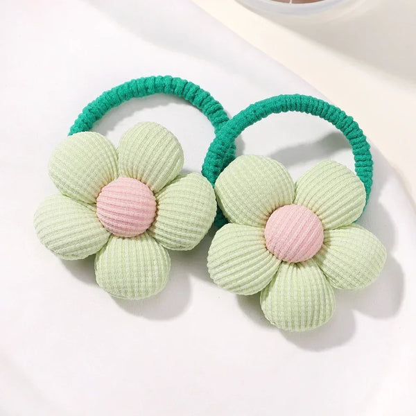 2Pcs Flower Bow Kids Hair Ties