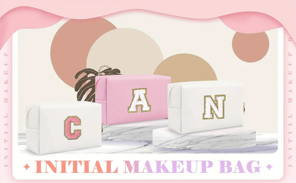 Preppy Chenille Letter Makeup Bag