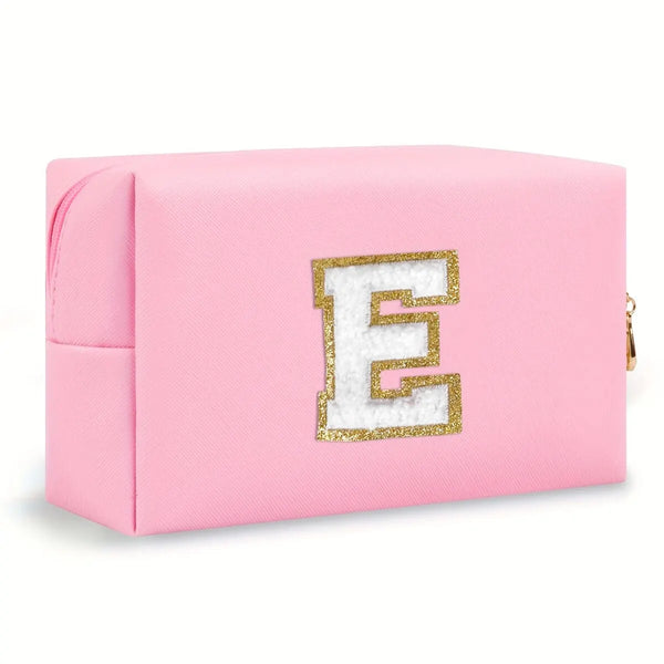 Preppy Chenille Letter Makeup Bag