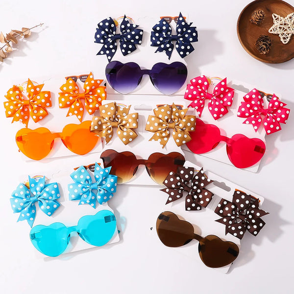 3Pcs Kids Hair Clips & Sunglasses Set
