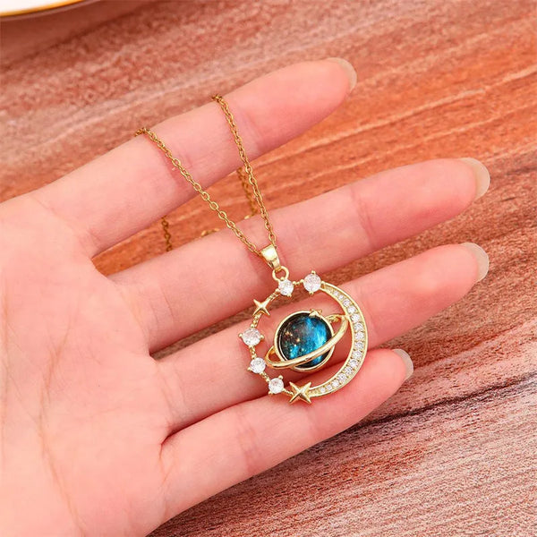 Luxury Zircon Moon Pendant Necklace