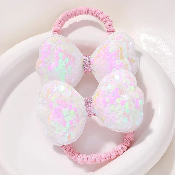 2Pcs Flower Bow Kids Hair Ties