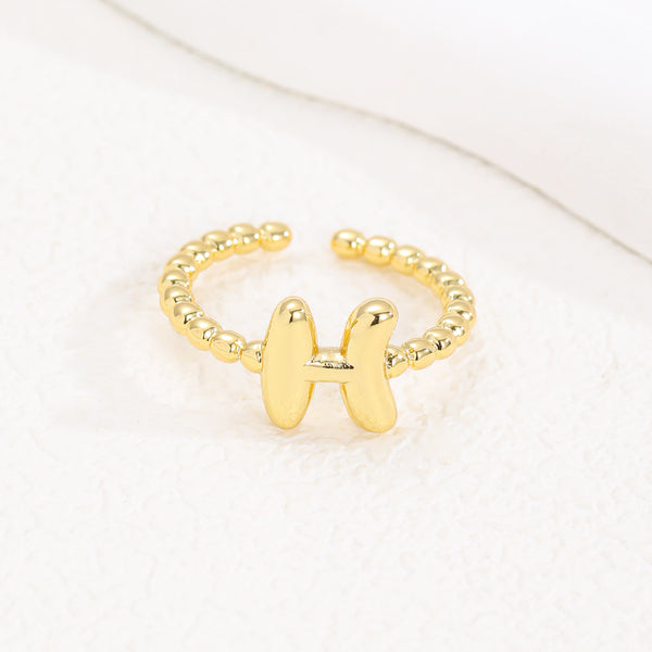 18K Gold Glossy Letter Ring