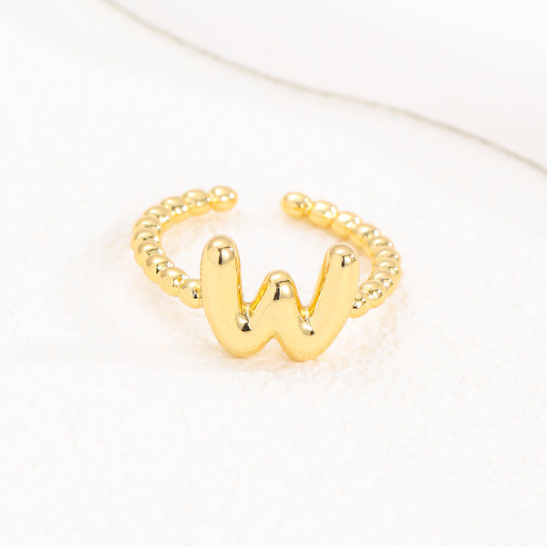 18K Gold Glossy Letter Ring