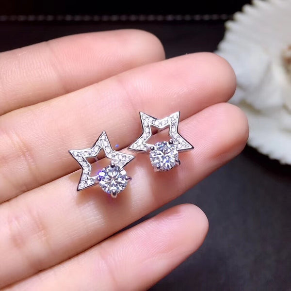 Diamond Stud Earrings 925 Silver