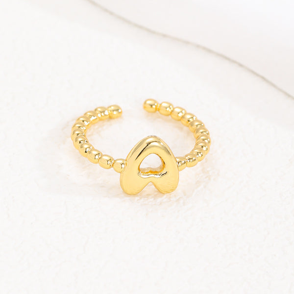 18K Gold Glossy Letter Ring