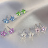 Teen Girl Heart Super Zircon Star Ear Studs