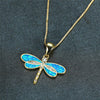 Simulated Opal Dragonfly Teen Girls' Pendant Necklace