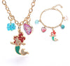 Baby Girls Cute Mermaid Heart Ball Pendants Long Chain Necklace Bracelets Set Fashion Jewelry For Child Girl Gift