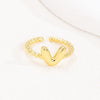 18K Gold Glossy Brass Balloon 26 PCs Letters Ring Fashion Jewelry