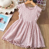 Girls solid color lace short sleeve dress