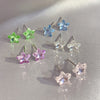 Teen Girl Heart Super Zircon Star Ear Studs